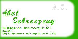 abel debreczeny business card